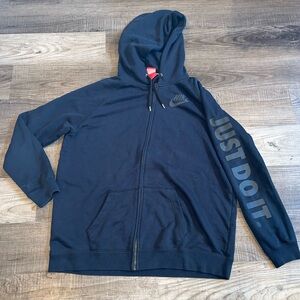 Nike Sportswear JUST DO IT Taped Logo Mens Full-Zip CJ4782-010 Black-Size Large